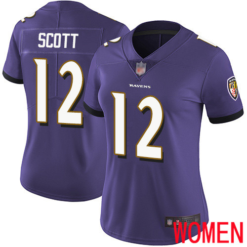 Baltimore Ravens Limited Purple Women Jaleel Scott Home Jersey NFL Football #12 Vapor Untouchable